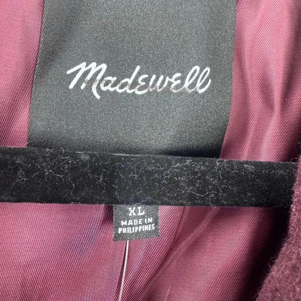 Madewell Women's The Alonzo Wool Alpaca Blend Coat Smoked Claret Size XL NWT